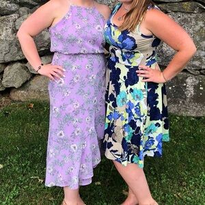 Lavender and green dress. Size L. Brand: 159 MA.